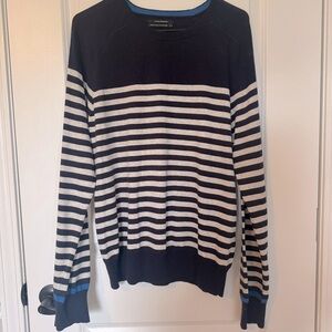 Club Monaco Women’s Navy and Gray Striped Sweater